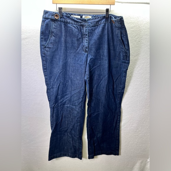 Talbots Classic Fit Wide Leg Jeans Womens 18W plus size Denim Blue Cotton 2147 - Picture 1 of 10